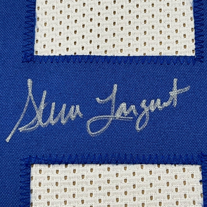 Framed Autographed/Signed Steve Largent 33x42 Seattle White Jersey PSA/DNA COA