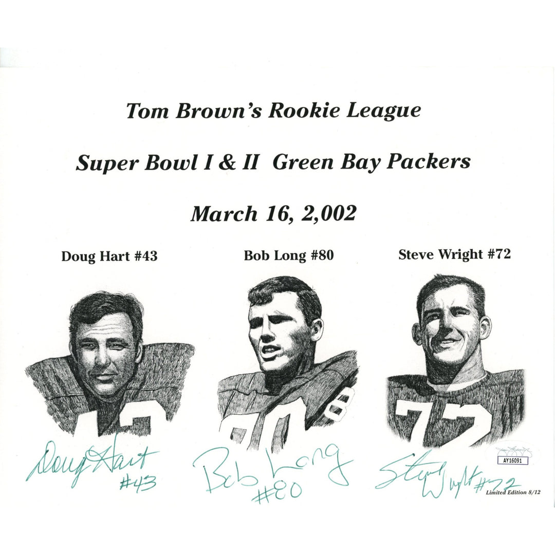 Doug Hart Bob Long Steve Wright Signed Green Bay Packers 8x10 Photo JSA 55121
