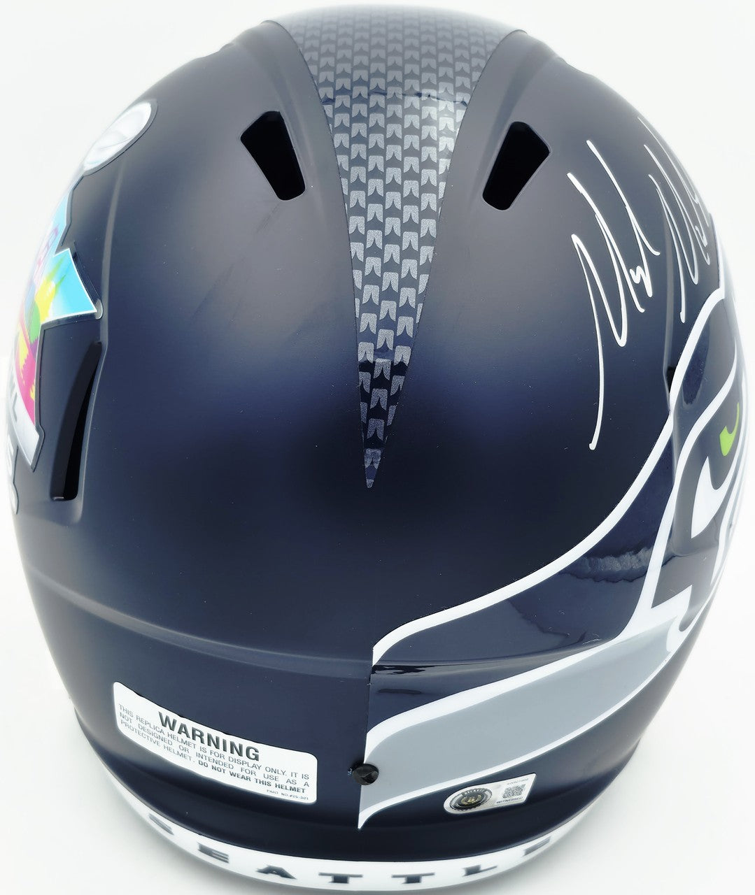Mike Macdonald Signed Seahawks SB LX Full Size Replica Helmet BAS