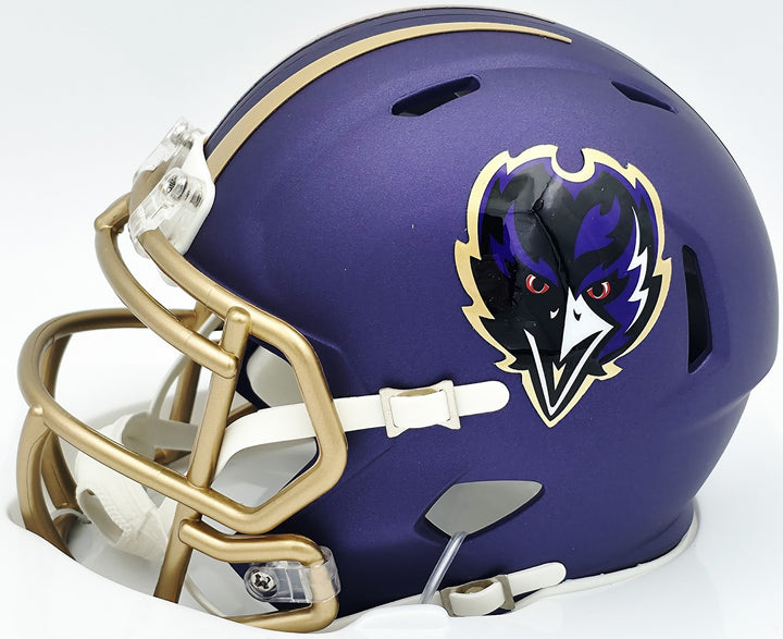 Terrell Suggs Signed Ravens Purple Speed Rave Mini Helmet Beckett Wit #2W637228
