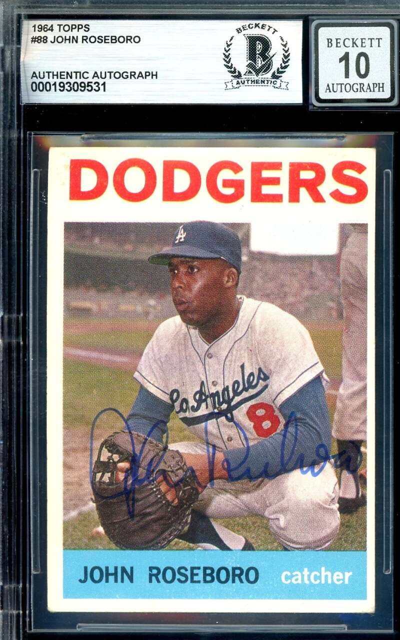 John Roseboro Gem Mint 10 Beckett BAS Signed 1964 Topps Autograph