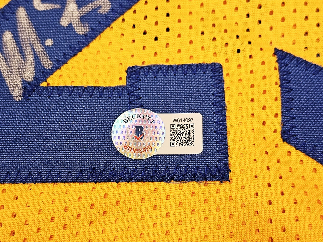 Warriors Chris Mullin Tim Hardaway Mitch Richmond Auto Yellow Jersey Run TMC BAS