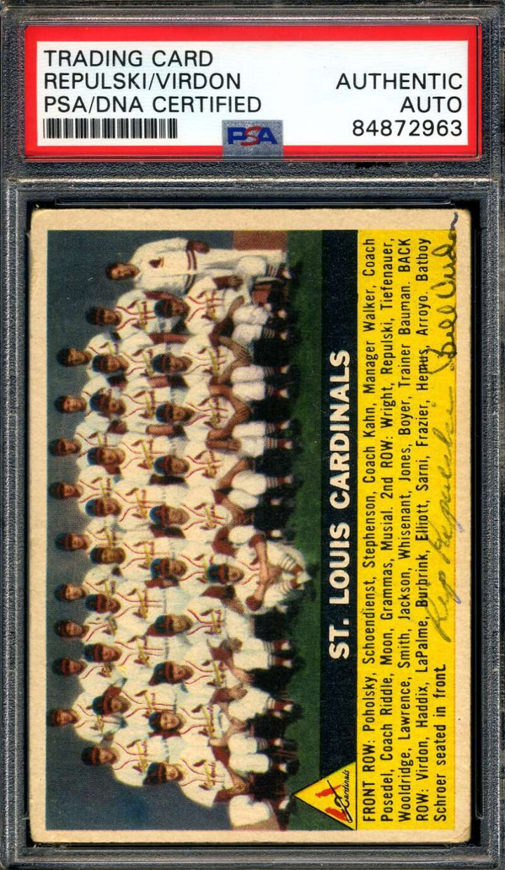 Rip Repulski Bill Virdon PSA DNA Signed 1956 Topps Autograph