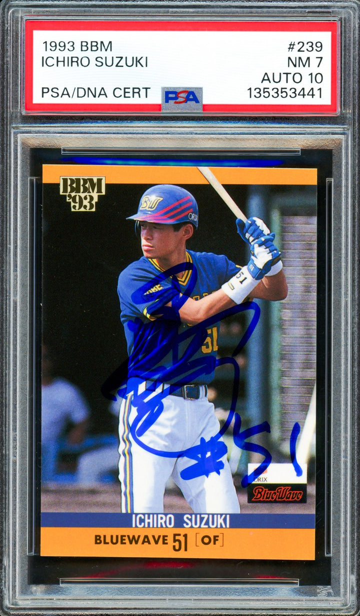 Ichiro Suzuki Auto 1993 BBM RC 239 Mariners PSA 7 Sig 10 "#51" In Kanji PSA/DNA