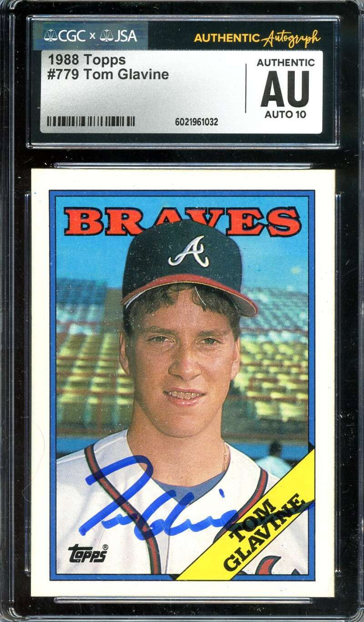 Tom Glavine Gem Mint 10 JSA CGC Coa Signed 1988 Topps Rookie Autograph