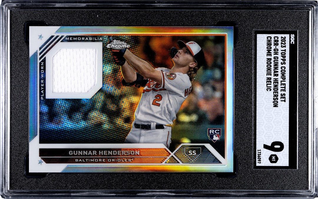 Gunnar Henderson 2023 Topps CS Chrome RC Relic Card Orioles - SGC Graded 9 Mint