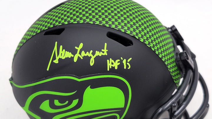 Steve Largent Signed Seahawks Eclipse Black Speed Mini Helmet "HOF 95" MCS Holo