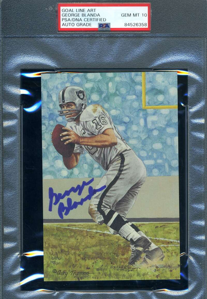 George Blanda Gem Mint 10 PSA DNA Signed Goal Line Art Card Autograph