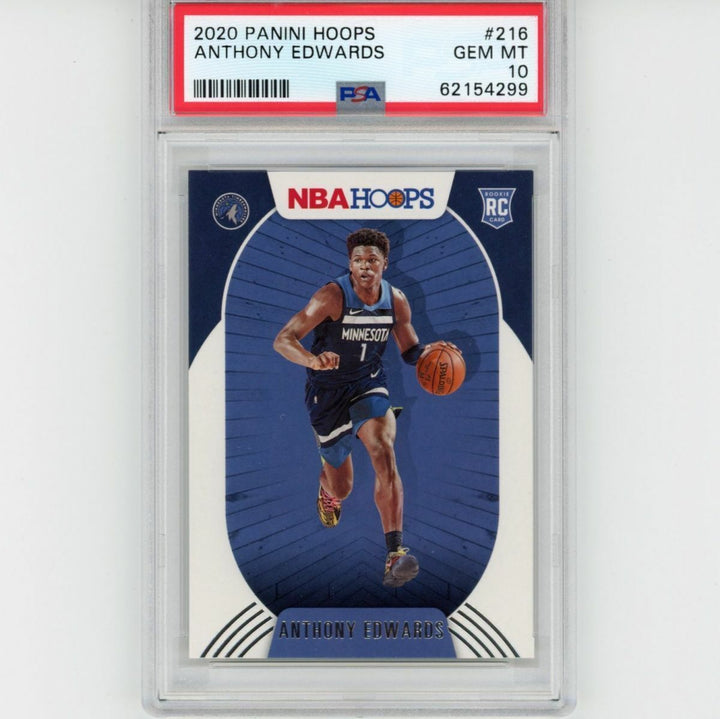 Graded 2020-21 Panini Hoops ANTHONY EDWARDS #216 Rookie RC Card PSA 10 Gem Mint