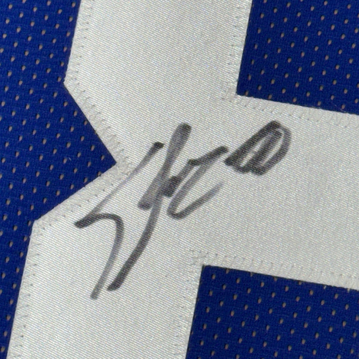 FRAMED Autographed/Signed JEREMY S33x42 New York Blue Jersey JSA COA Auto