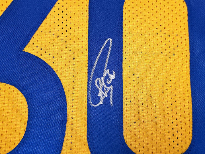 Golden State Warriors Stephen Curry Signed Yellow Jersey Beckett
