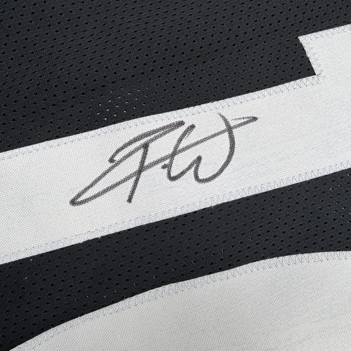 Framed Autographed Roman Wilson 35x39 Pittsburgh Black Football Jersey BAS COA