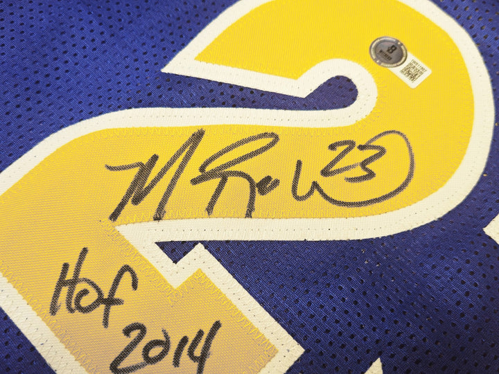 Golden State Warriors Mitch Richmond Signed Blue Jersey "HOF 2014" Beckett Wit