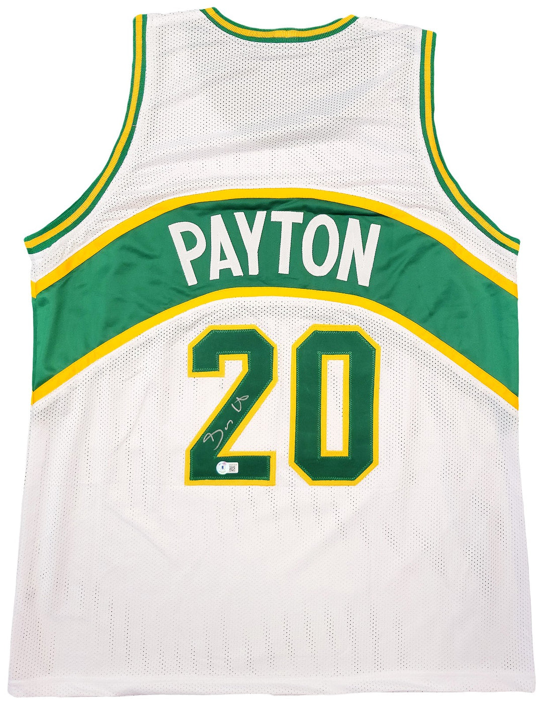 Seattle Supersonics Gary Payton Signed White Jersey Beckett