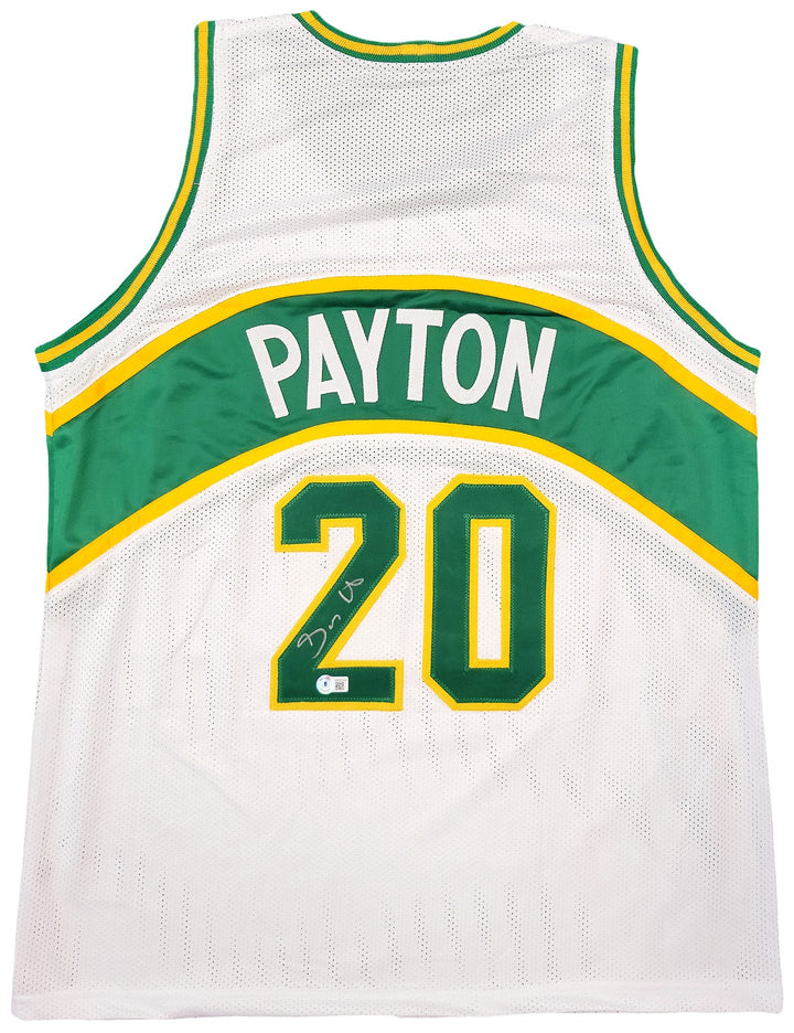 Seattle Supersonics Gary Payton Signed White Jersey Beckett