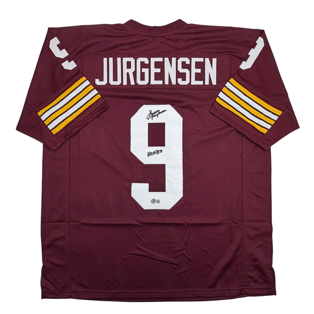 Autographed/Signed Sonny Jurgensen HOF 83 Washington Burgundy Football Jersey Be