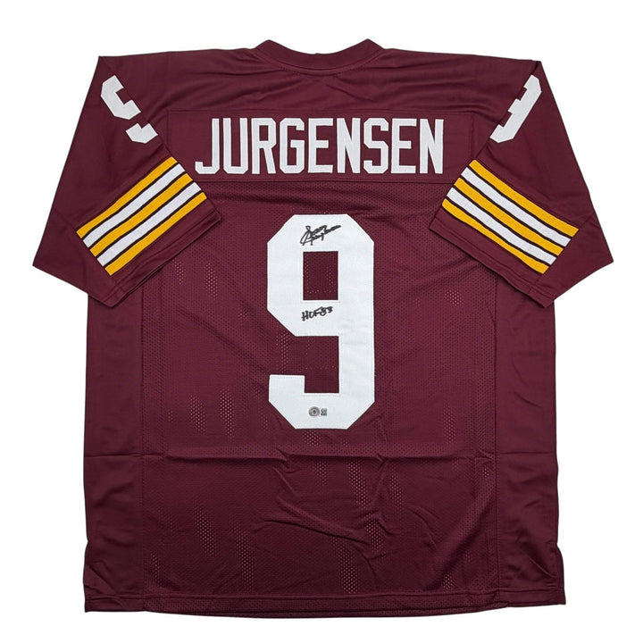 Autographed/Signed Sonny Jurgensen HOF 83 Washington Burgundy Football Jersey Be