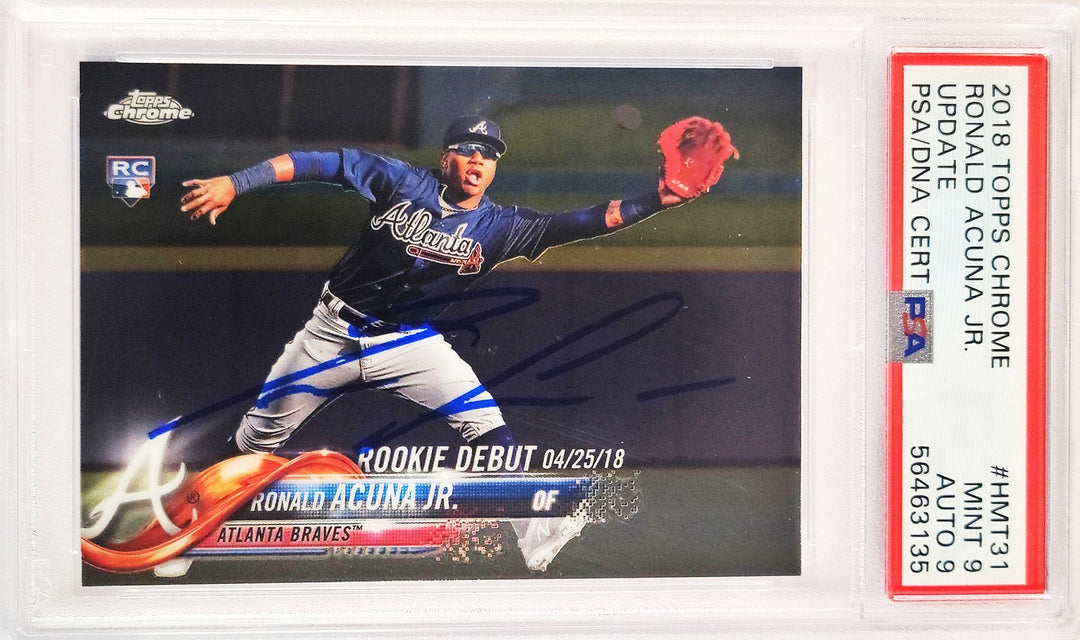 Ronald Acuna Jr Signed 2018 Topps Chrome Update RC HMT31 PSA 9 Sig 9 PSA/DNA