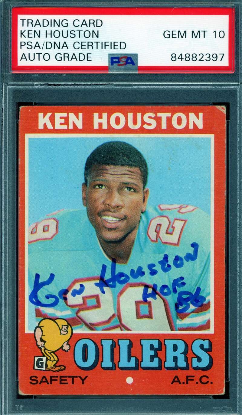 Ken Houston Gem Mint 10 PSA DNA Signed 1971 Topps Rookie Autograph