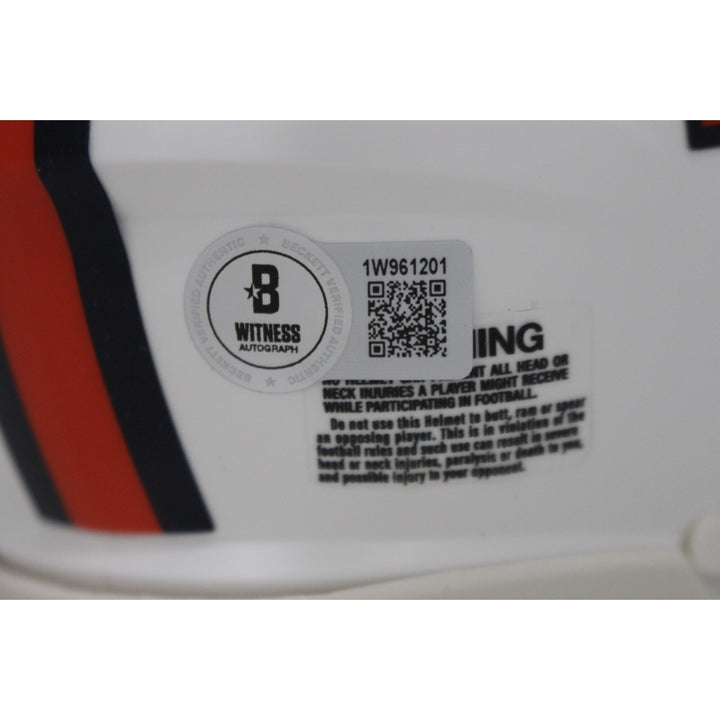 Troy Franklin Autographed Denver Broncos 23 Snowcap Mini Helmet Beckett 48001