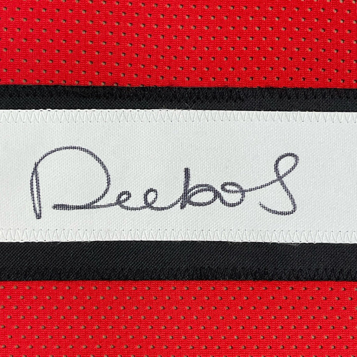 FRAMED Autographed/Signed DEEBO SAMUEL 33x42 Red Alternate Jersey JSA COA