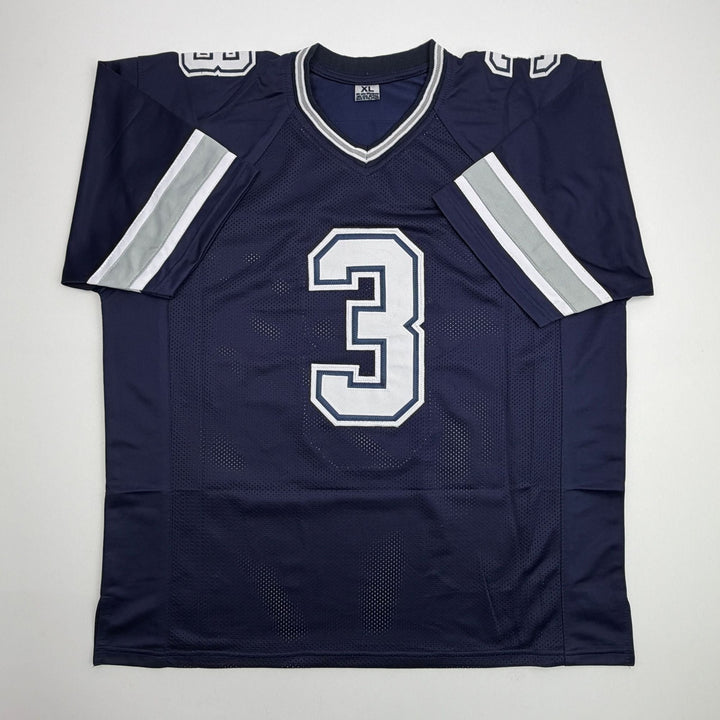 Autographed/Signed George Pickens Dallas Navy Blue Football Jersey JSA COA