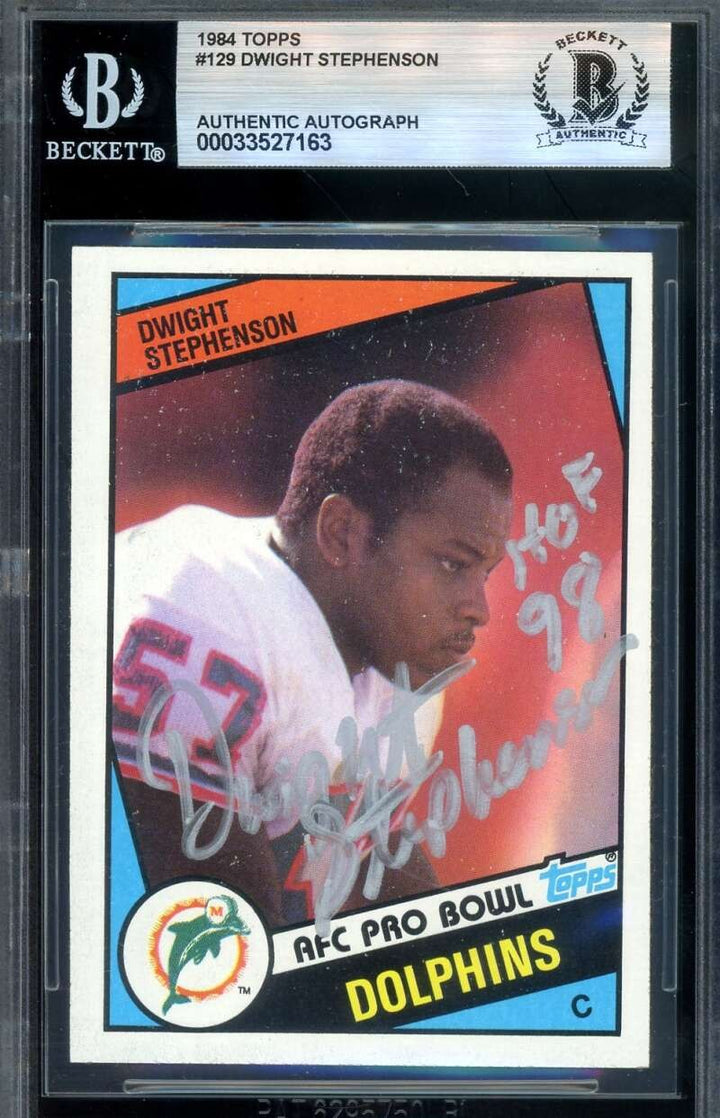 Dwight Stephenson Beckett BAS Signed 1984 Topps Rookie Autograph Dolphins