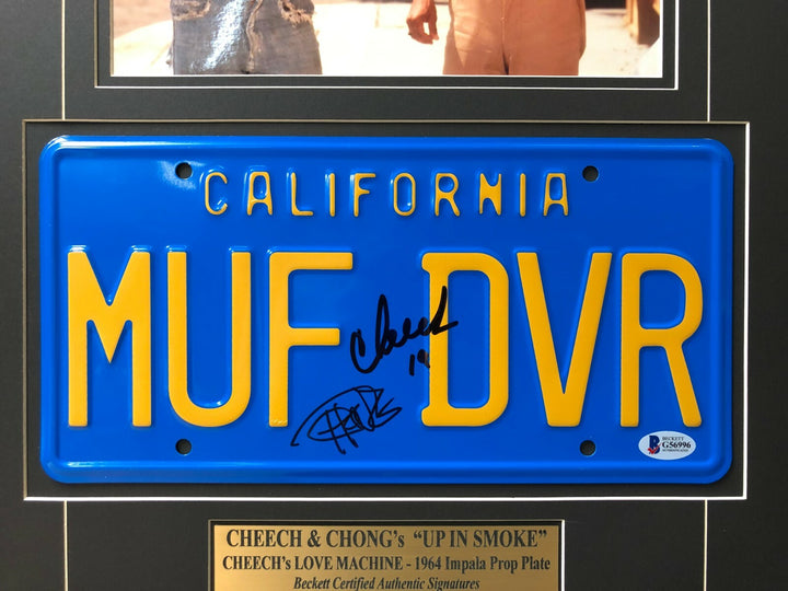 Cheech & Chong Signed "MUF DVR" Movie Car License Plate Framed Collage BAS Auto