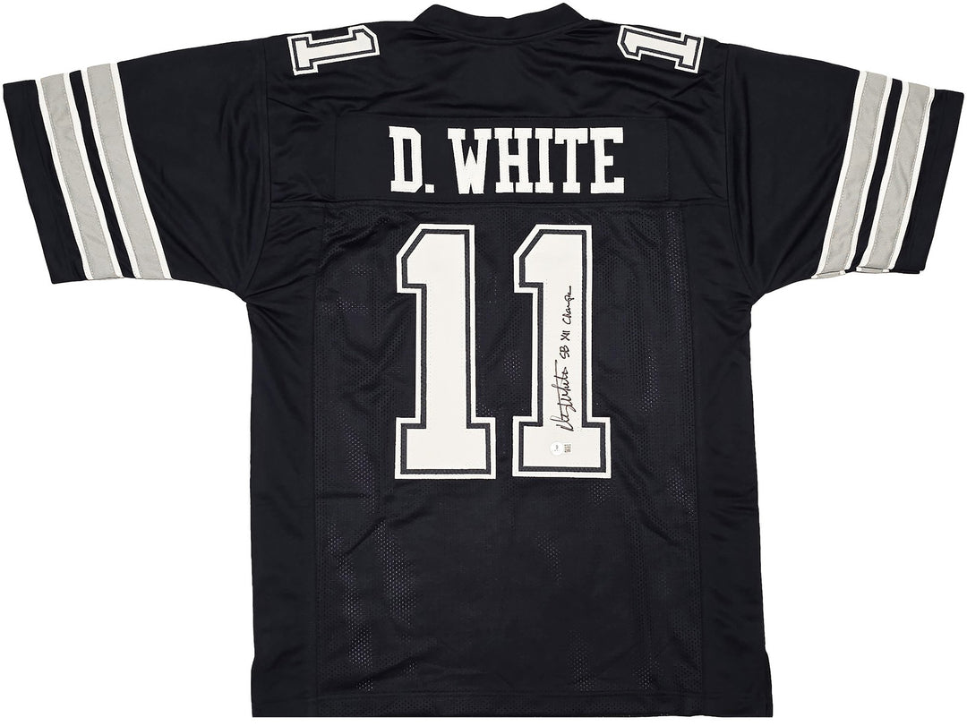 Dallas Cowboys Danny White Signed Blue Jersey "SB XII Champs" Beckett Witness