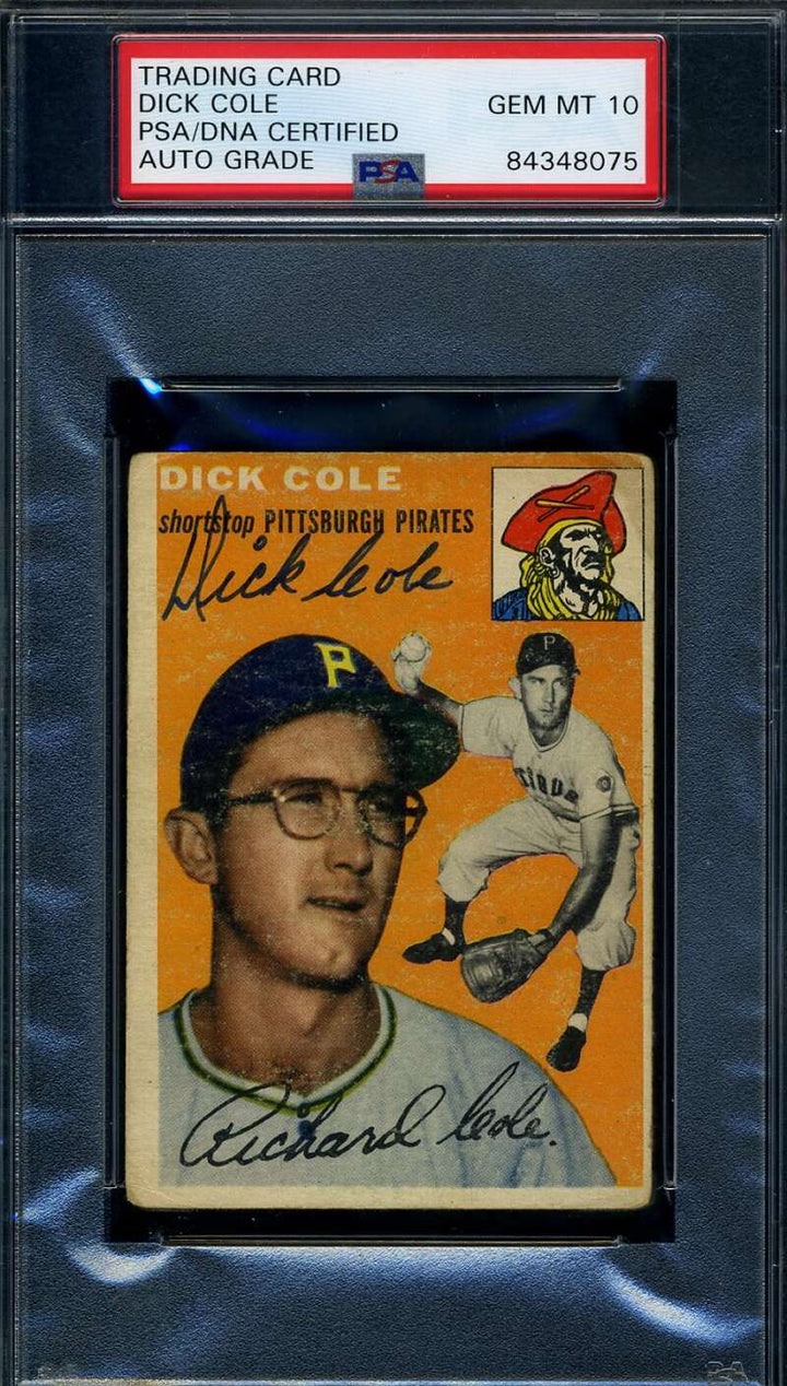 Dick Cole PSA DNA Gem Mint 10 Signed 1954 Topps Autograph