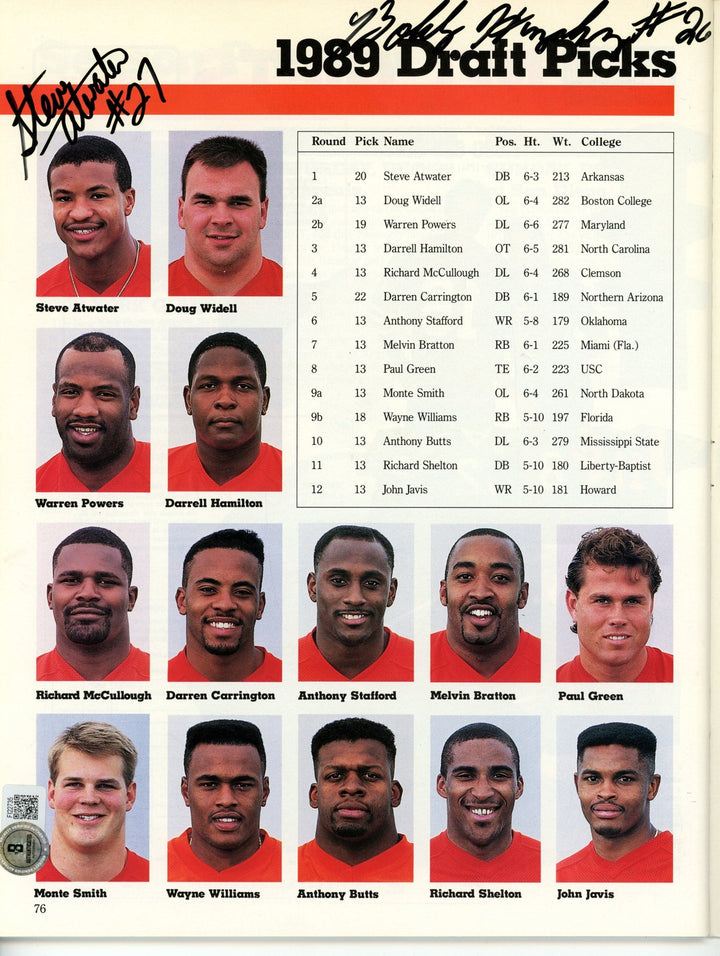 Steve Atwater Bobby Humphrey Autographed Denver Broncos Yearbook Beckett 55765