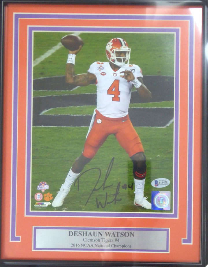 Deshaun Watson Signed Framed 8x10 Photo Clemson Tigers Beckett BAS