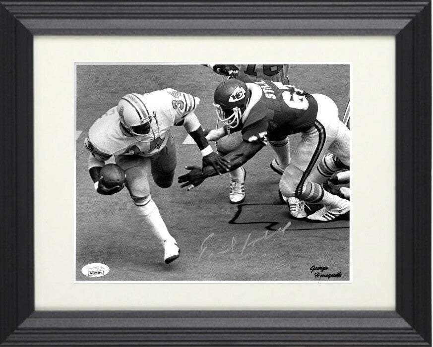 Earl Campbell signed Houston Oilers Vintage B&W 8X10 Photo Custom Framed- JSA