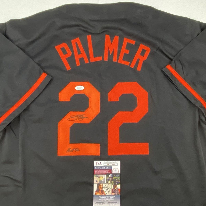 Autographed/Signed Jim Palmer HOF 1990 Baltimore Black Jersey JSA COA
