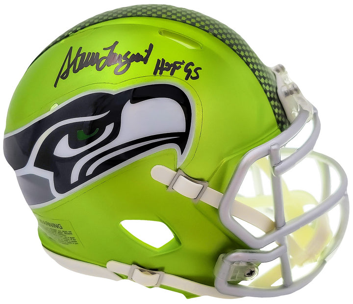 Steve Largent Signed Seattle Seahawks Flash Green Mini Helmet "HOF 95" MCS Holo