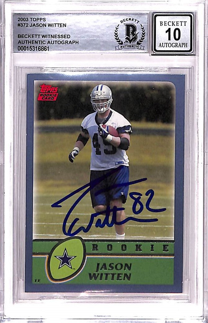 Jason Witten Signed 2003 Topps #372 Trading Card Grade 10 Auto BAS 41213