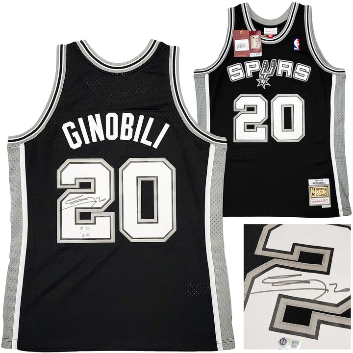 Spurs Manu Ginobili Auto Black Authentic Mitchell Ness Swingman Jersey L Beckett