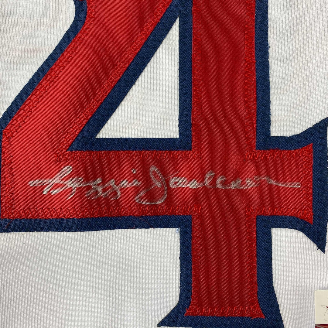 Signed Reggie Jackson California Los Angeles White Jersey JSA COA