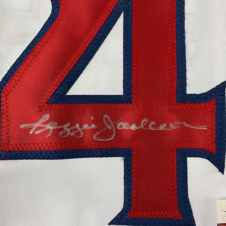 Signed Reggie Jackson California Los Angeles White Jersey JSA COA