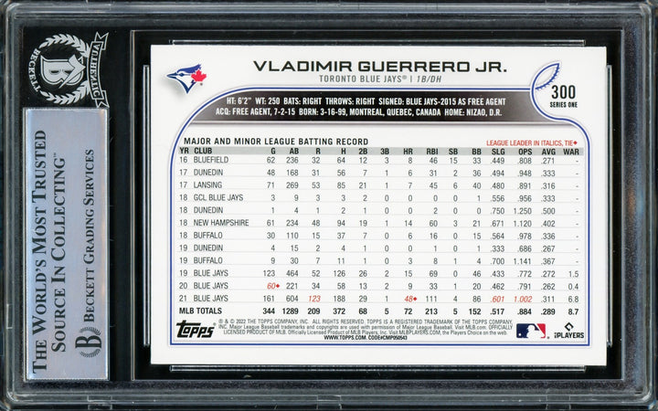 Vladimir Guerrero Jr. Signed 2022 Topps Card 300 Toronto Blue Jays Beckett