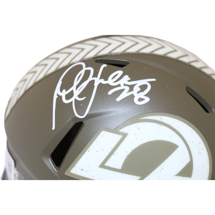 Marshall Faulk Signed Los Angeles Rams Salute Mini Helmet Beckett 42223