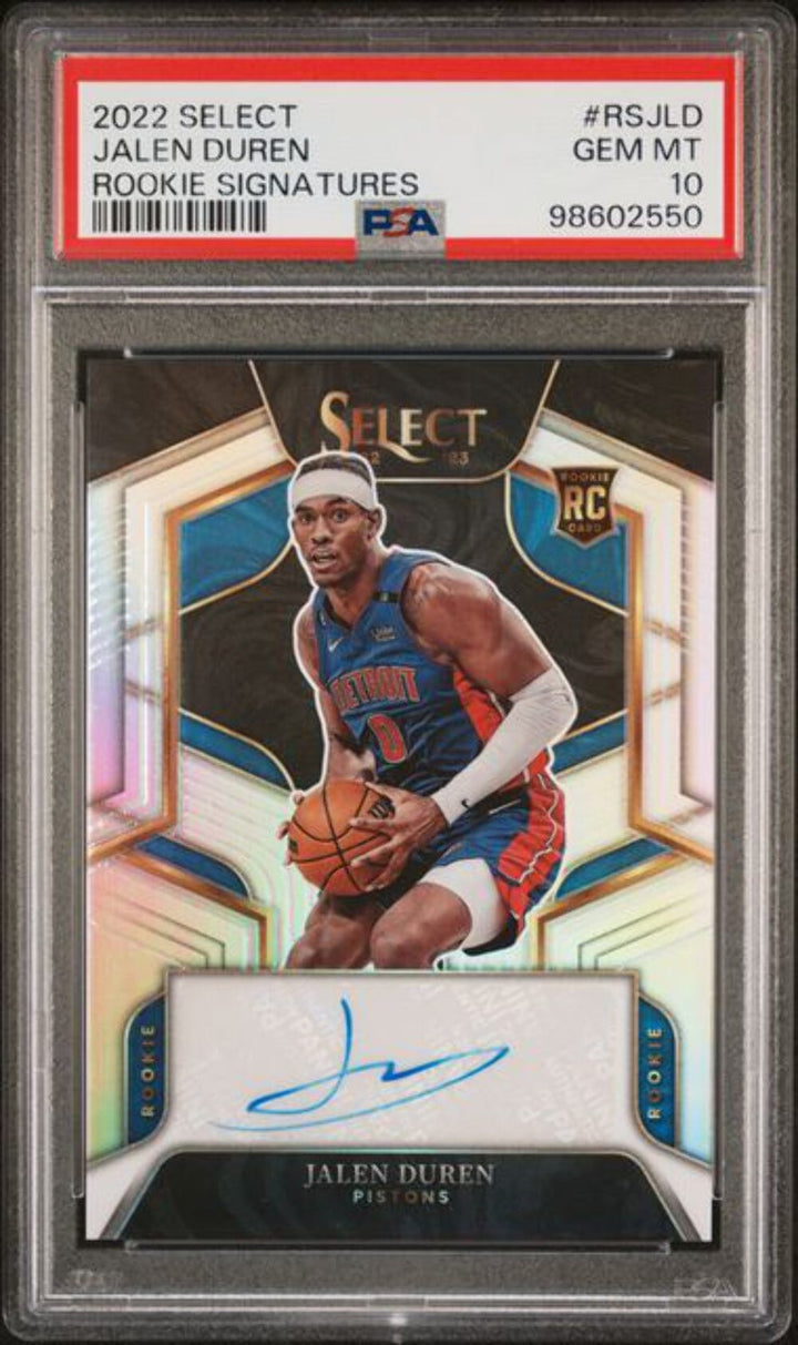 Graded 2022 Panini Select Jalen Duren #RSJLD /249 Rookie Prizm Auto Card PSA 10