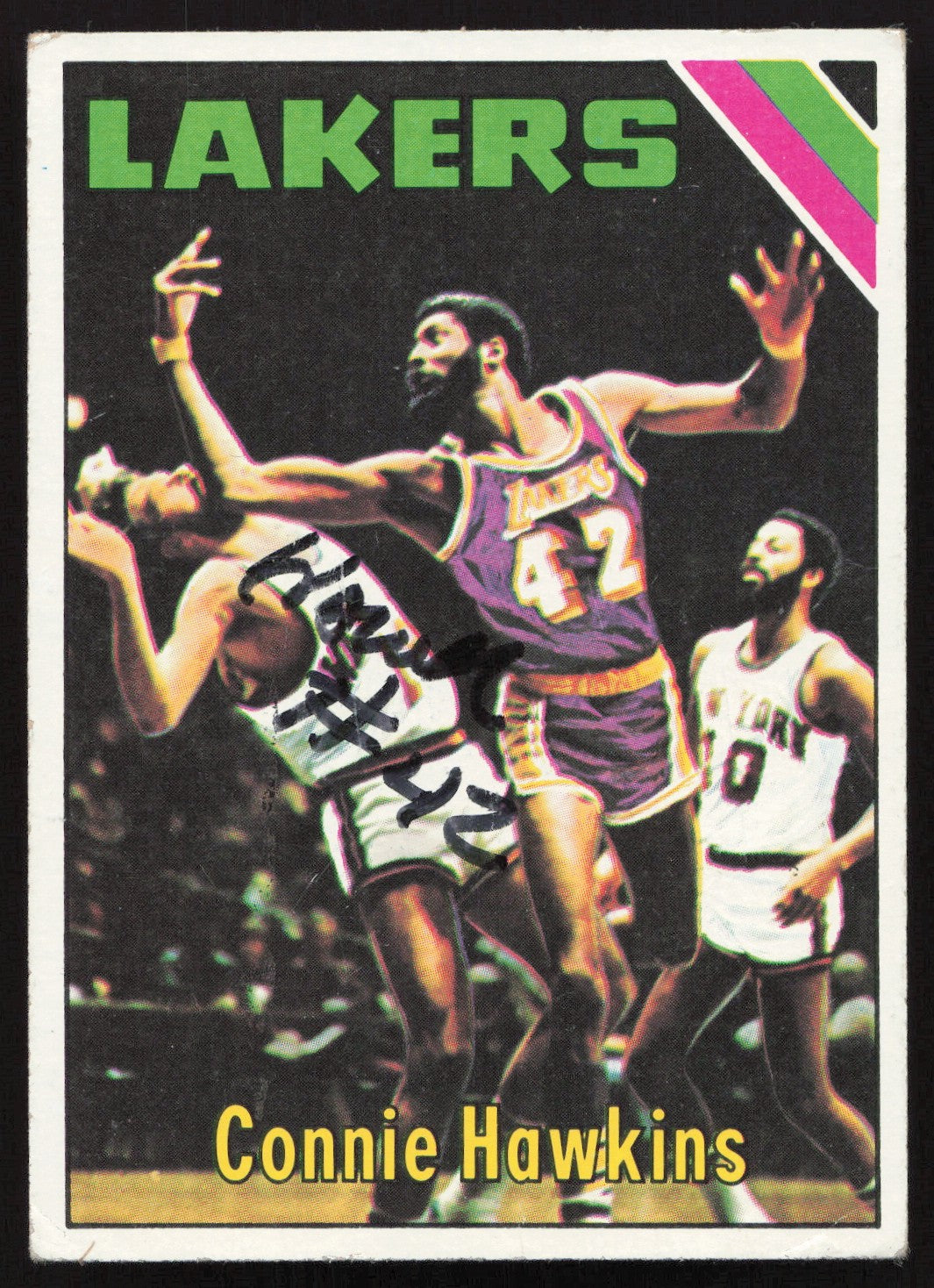 Connie Hawkins Signed 1975-76 Topps Card 195 Los Angeles Lakers