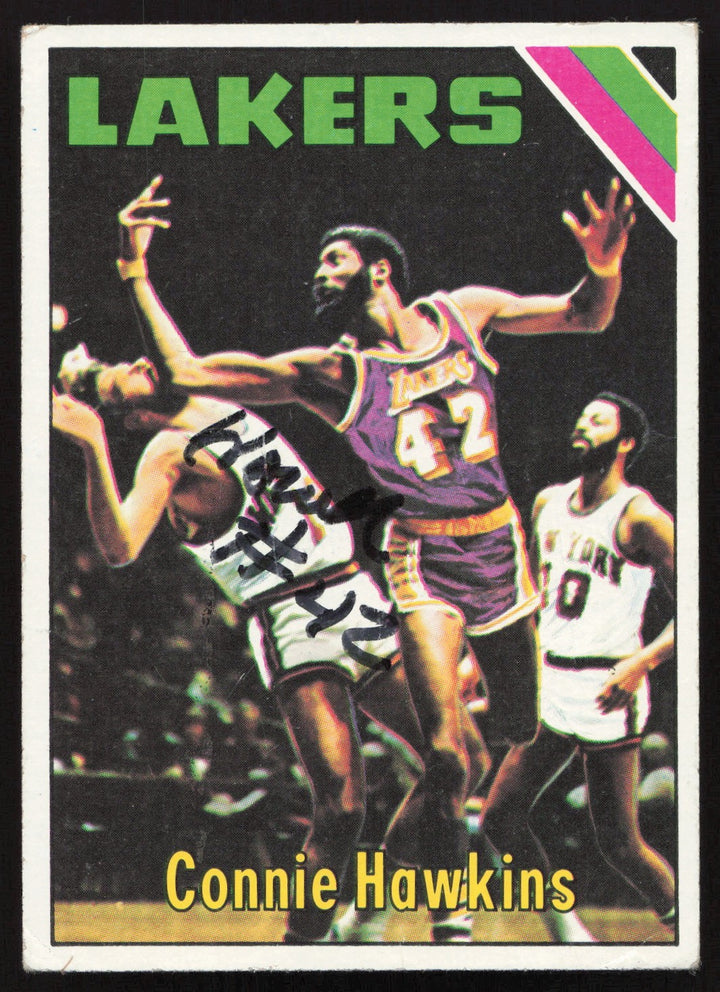 Connie Hawkins Signed 1975-76 Topps Card 195 Los Angeles Lakers