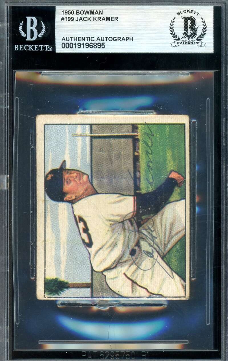Jack Kramer Beckett BAS Signed 1950 Bowman Autograph