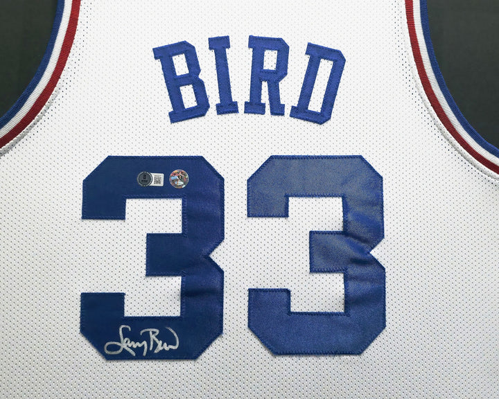Team USA Basketball Larry Bird Signed Framed White All Star Jersey BAS Witness