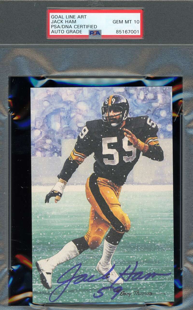 Jack Ham Gem Mint 10 PSA DNA Signed Goal Line Art Card GLAC Autograph