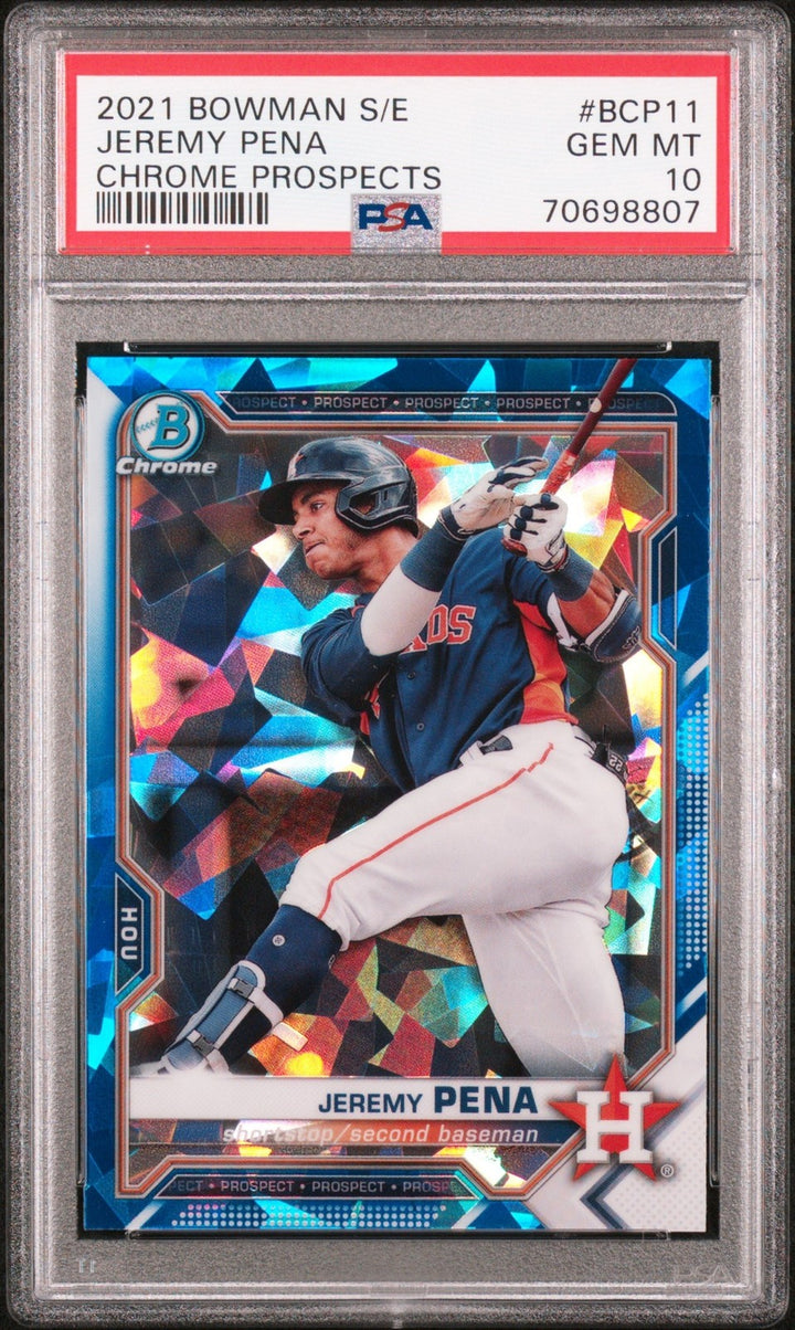 Graded 2021 BWM Sapphire Jeremy Pena #BCP11 Chrome Pros RC Card PSA 10