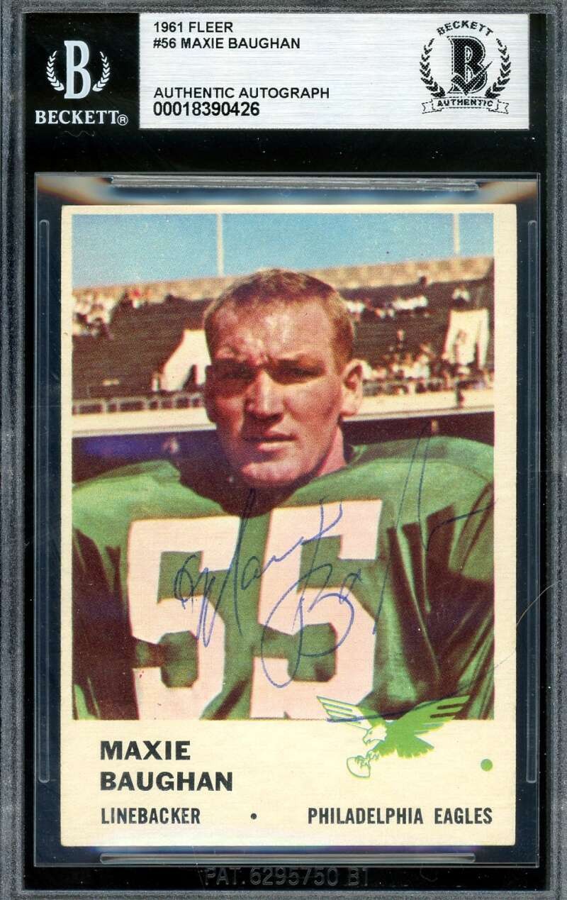 Maxie Baughan Beckett BAS Vintage Signed 1961 Fleer Rookie Autograph