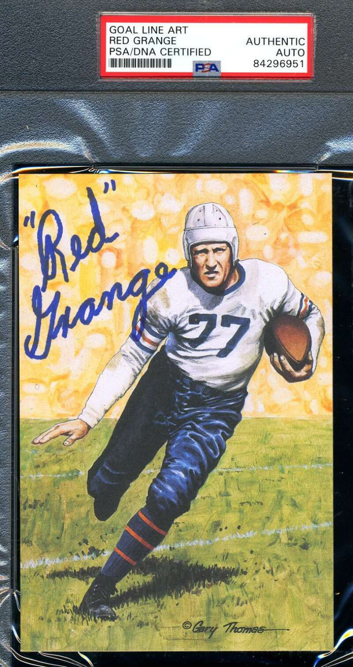 Red Grange PSA DNA Coa Autograph Goal Line Art Card Hand Signed